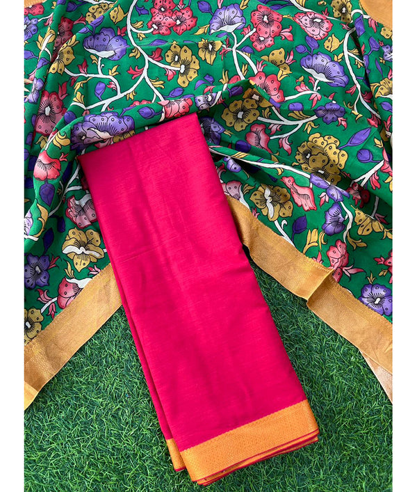 mangalgiri set with handpainted dupatta