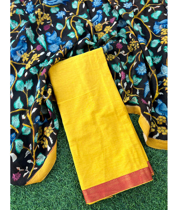 mangalgiri set with handpainted dupatta