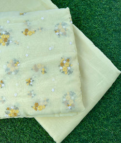 malai chanderi embroidered fabric