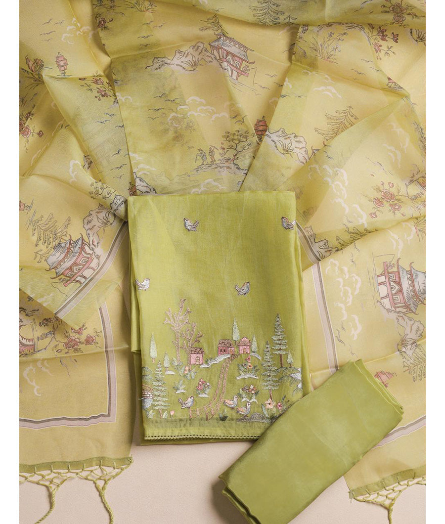 Pure organza embroidery suit set