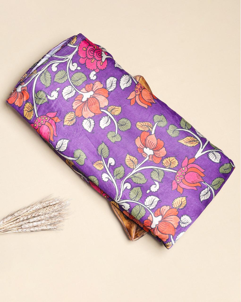 PURE GAJJI SILK KALAMAKRI PRINTED FABRIC