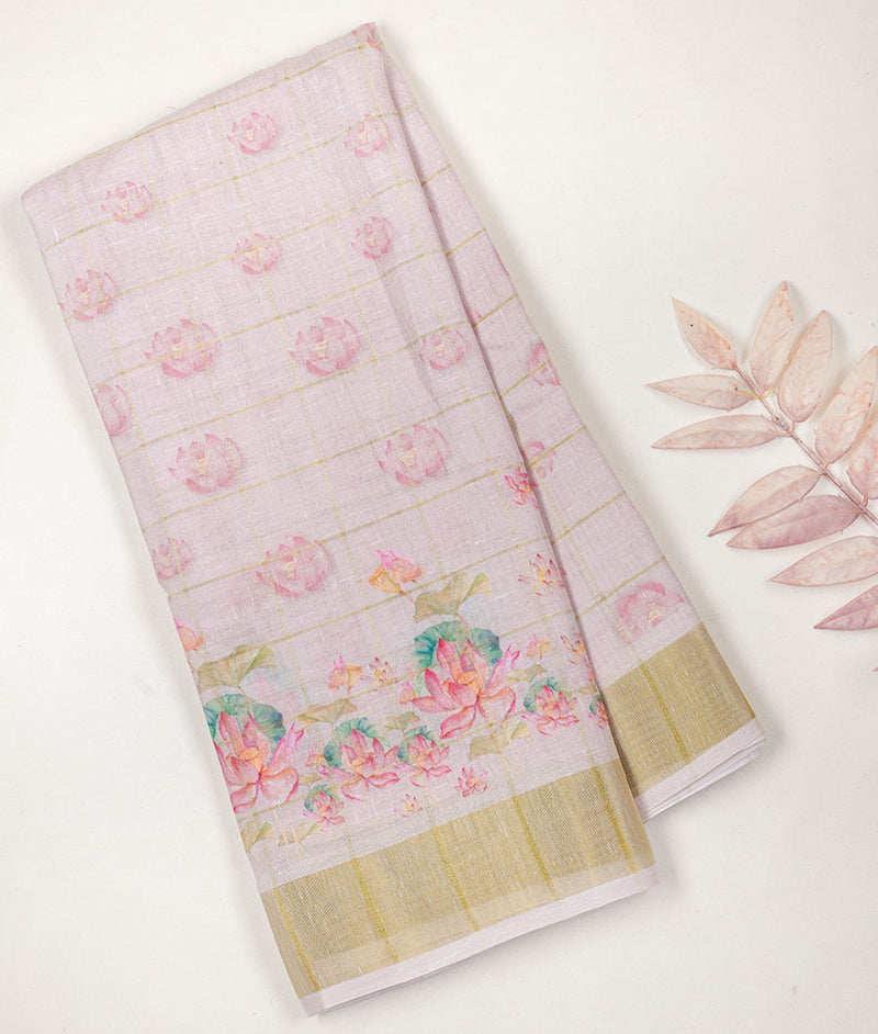Semi Linen Zari Border Fabric
