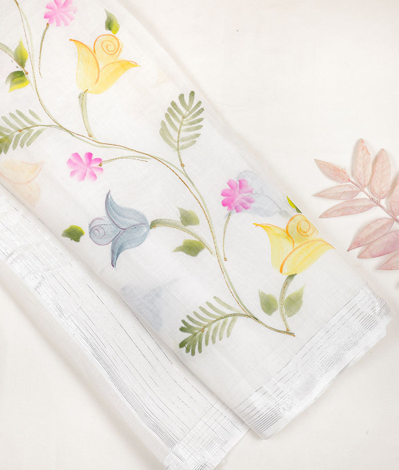 Semi Linen Brush Painted Dupatta