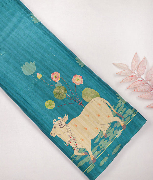 Tussar Silk Printed Fabric