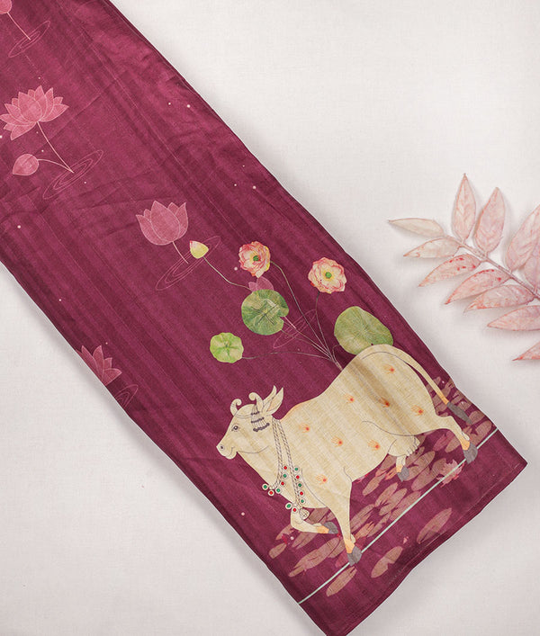 Tussar Silk Printed Fabric