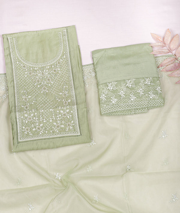 MUSLIN SILK EMBROIDERY WITH ORGANZA  DUPATTA