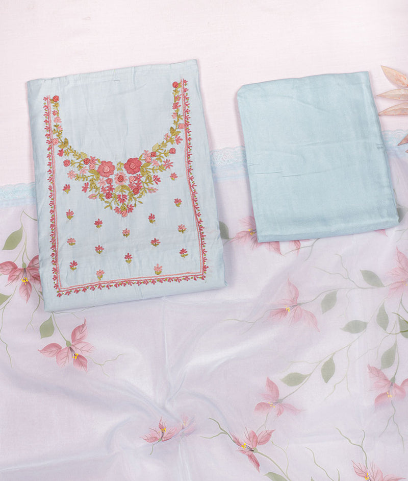 MUSLIN SILK EMBROIDERY WITH ORGANZA  DUPATTA