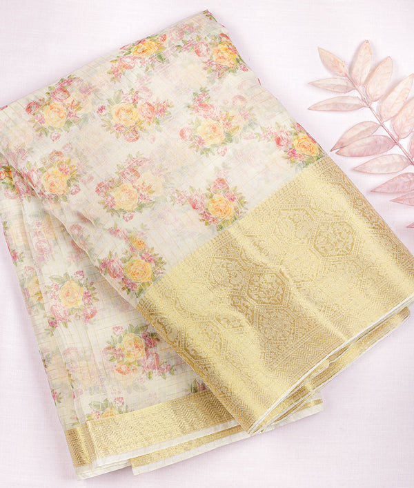ORGANZA PRINTED FABRIC WITH BORDER