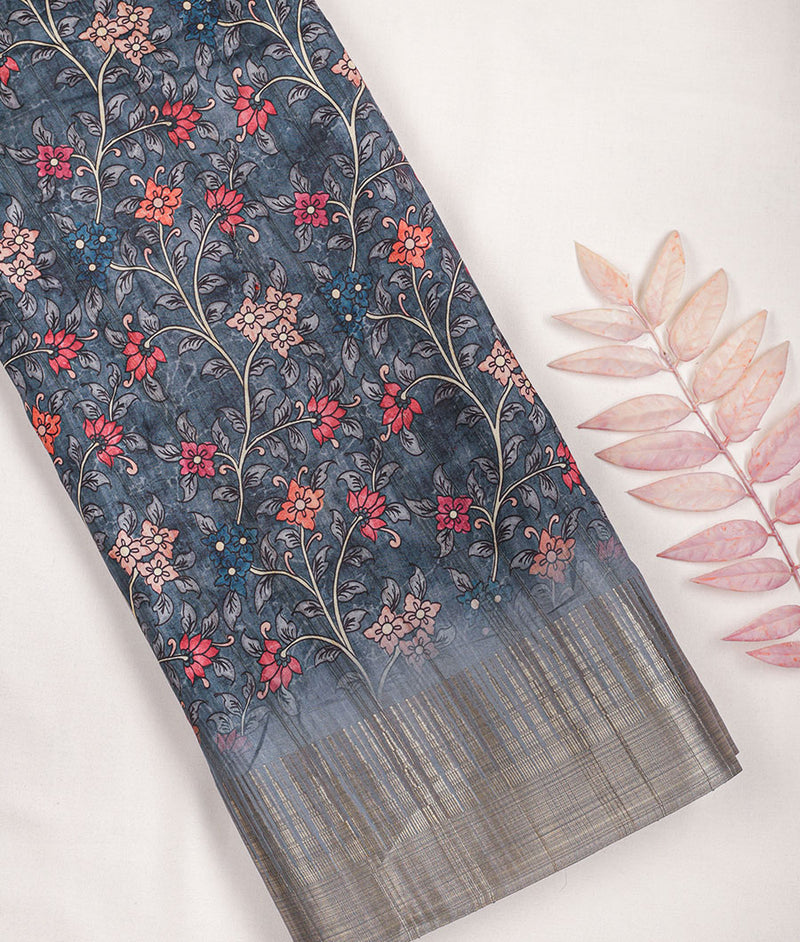 Semi tussar with temple border fabric