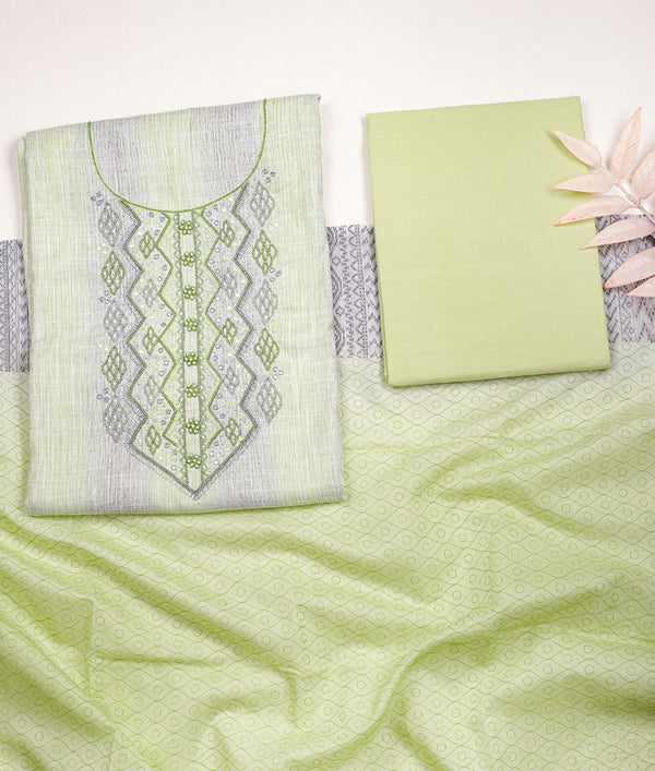 COTTON EMBROIDERY SUIT SET WITH KOTA DUPATTA