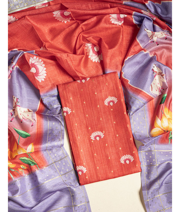 SEMI TUSSAR PICHWAI 2 PIECE SUIT SET