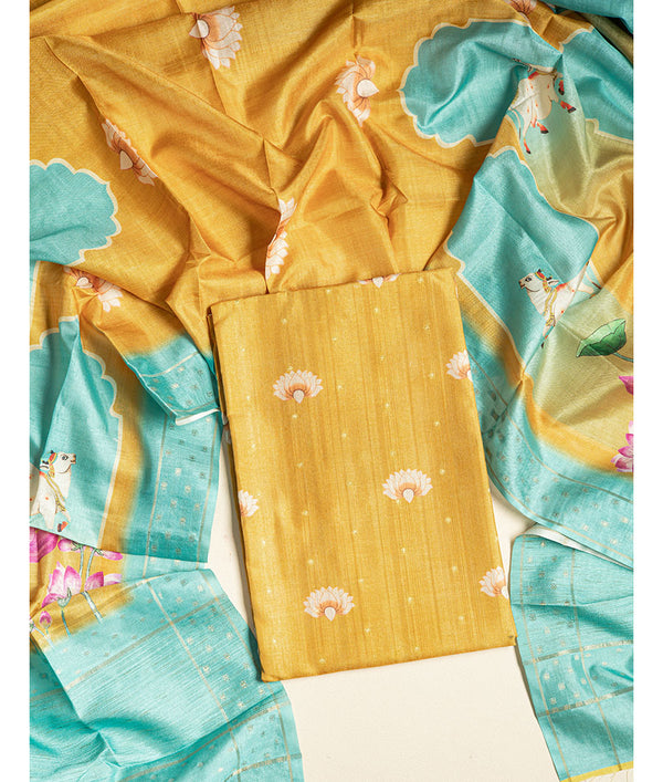 SEMI TUSSAR PICHWAI 2 PIECE SUIT SET