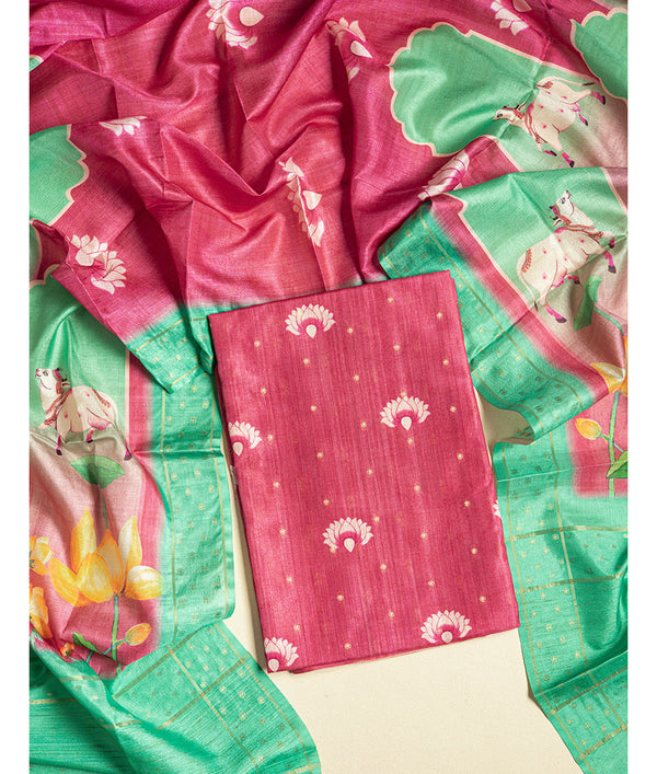 SEMI TUSSAR PICHWAI 2 PIECE SUIT SET