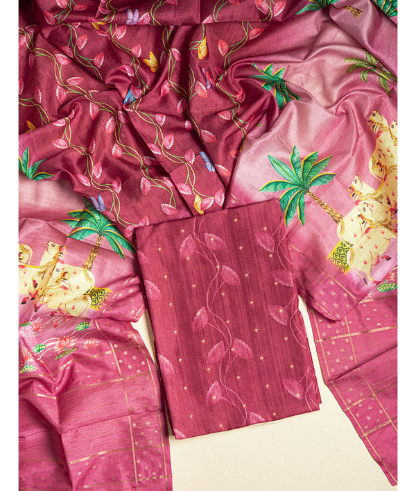 SEMI TUSSAR PICHWAI 2 PIECE SUIT SET