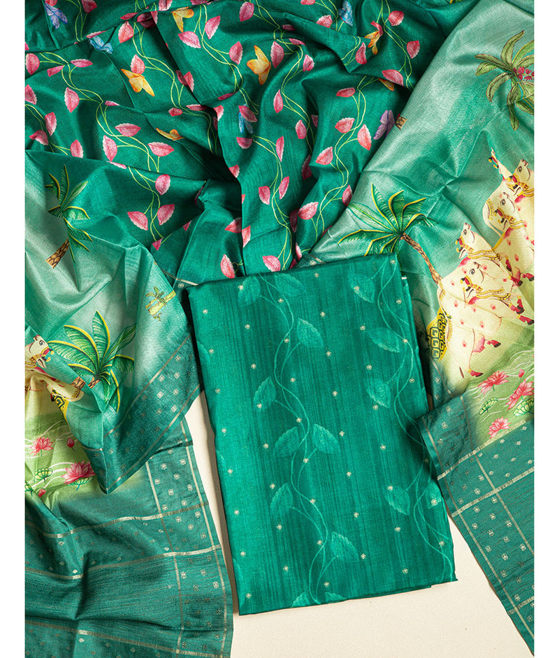 SEMI TUSSAR PICHWAI 2 PIECE SUIT SET