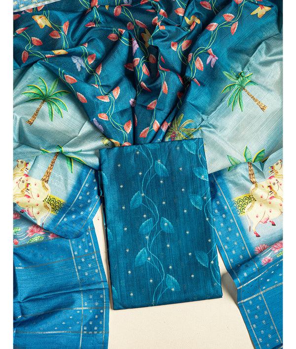 SEMI TUSSAR PICHWAI 2 PIECE SUIT SET