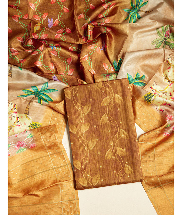SEMI TUSSAR PICHWAI 2 PIECE SUIT SET