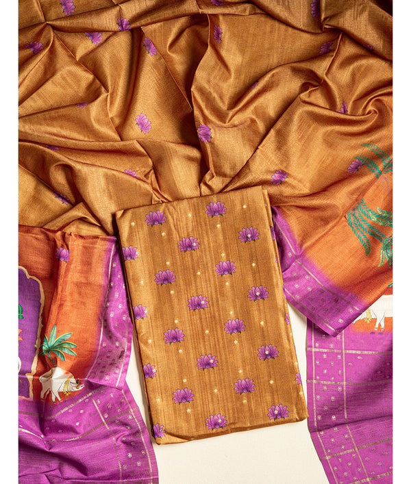 SEMI TUSSAR PICHWAI 2 PIECE SUIT SET