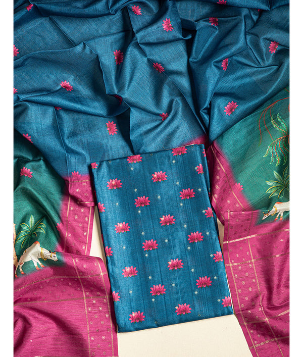 SEMI TUSSAR PICHWAI 2 PIECE SUIT SET