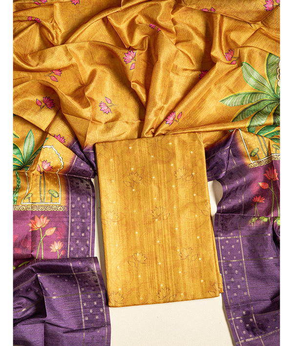 SEMI TUSSAR PICHWAI 2 PIECE SUIT SET
