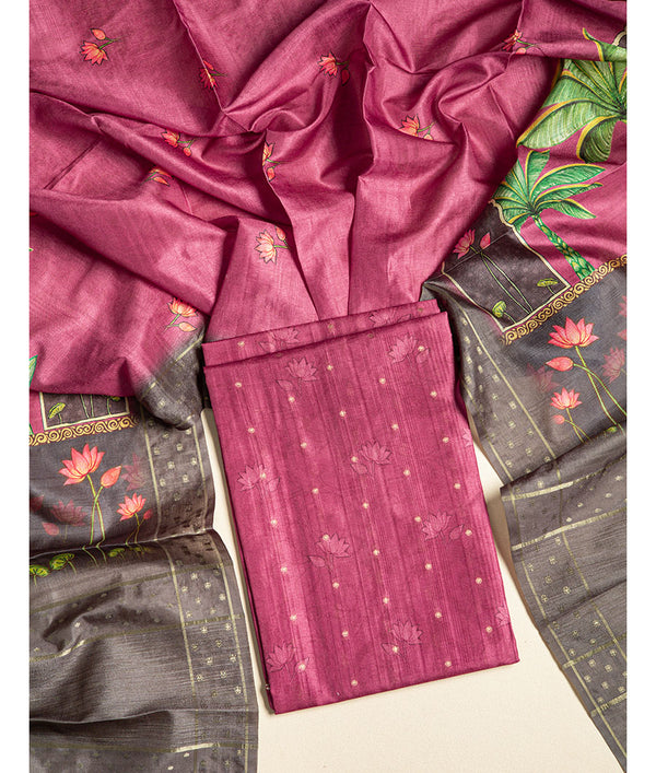 SEMI TUSSAR PICHWAI 2 PIECE SUIT SET