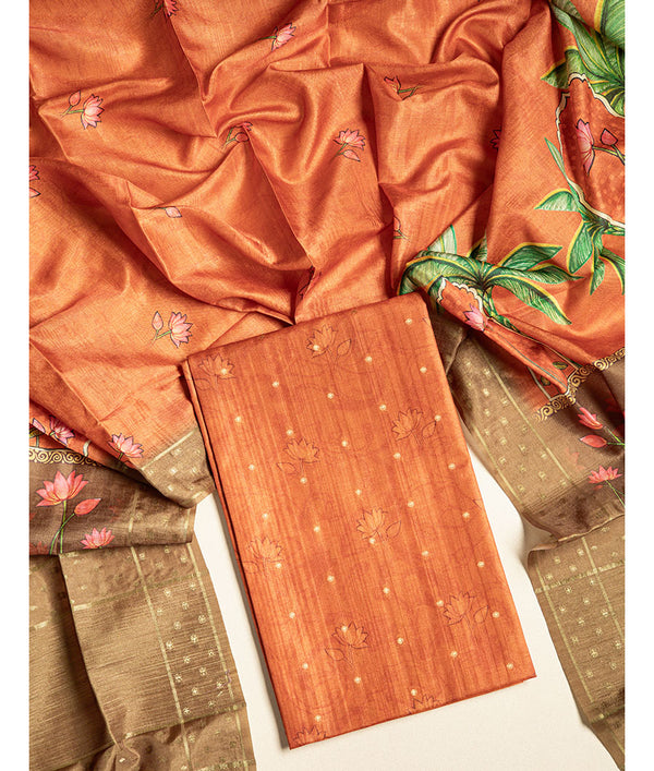 SEMI TUSSAR PICHWAI 2 PIECE SUIT SET