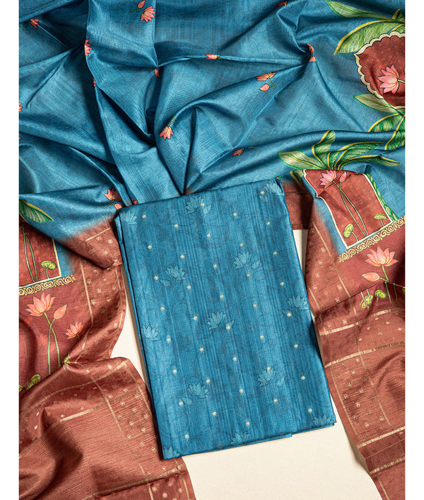 SEMI TUSSAR PICHWAI 2 PIECE SUIT SET