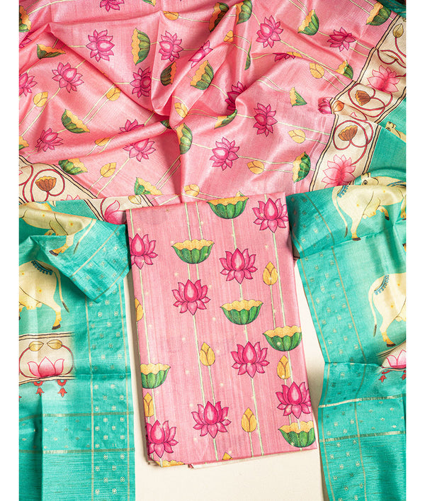 SEMI TUSSAR PICHWAI 2 PIECE SUIT SET
