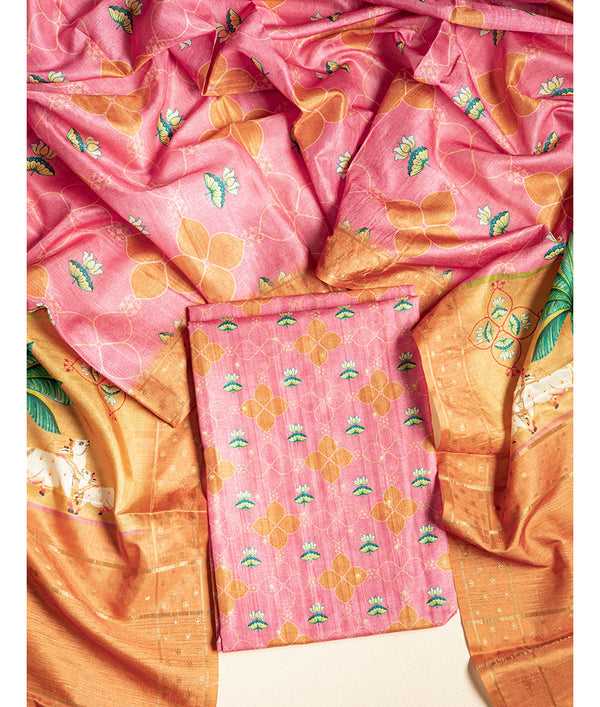 SEMI TUSSAR PICHWAI 2 PIECE SUIT SET