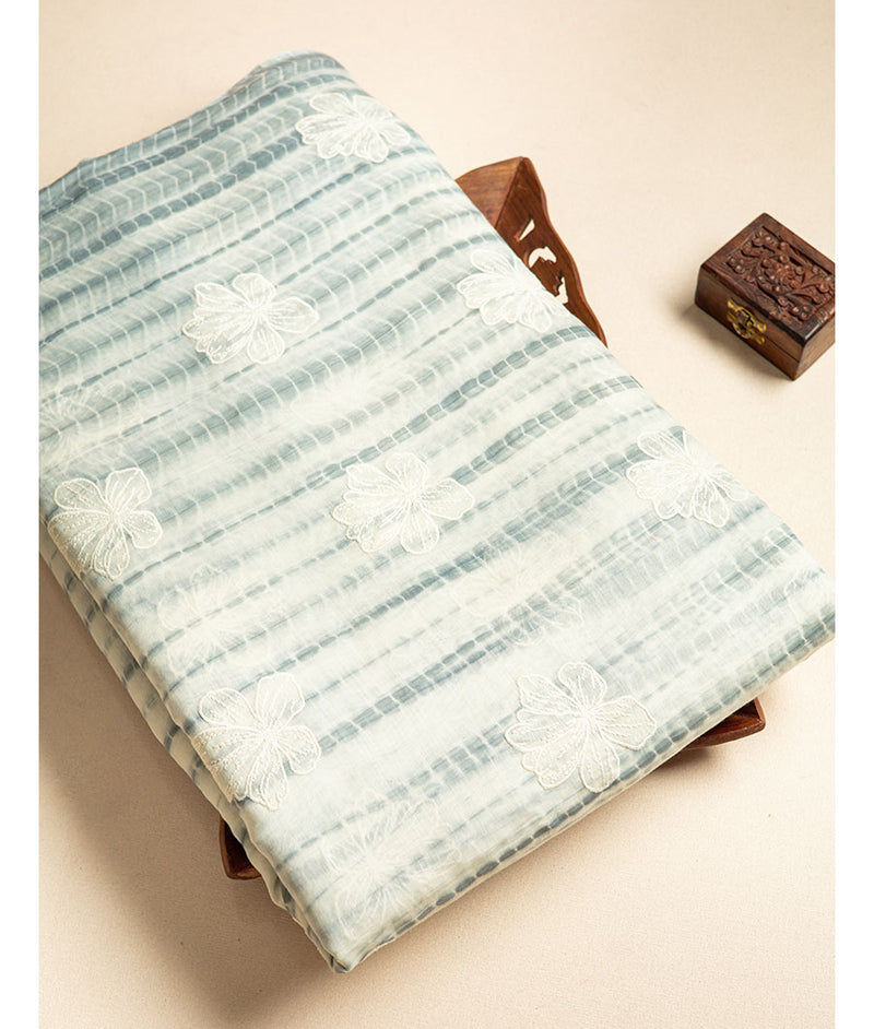 PURE  LINEN SIBORI EMBROIDERED FABRIC