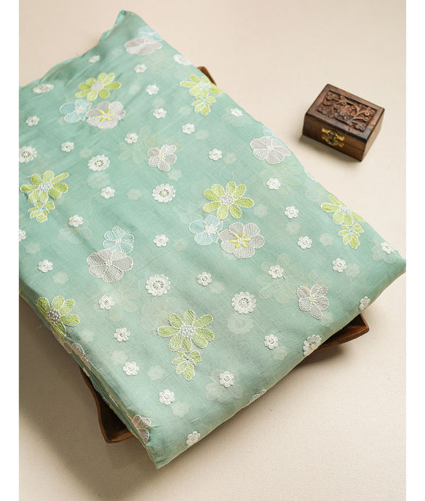 MALAI CHANDERI EMBROIDERED FABRIC