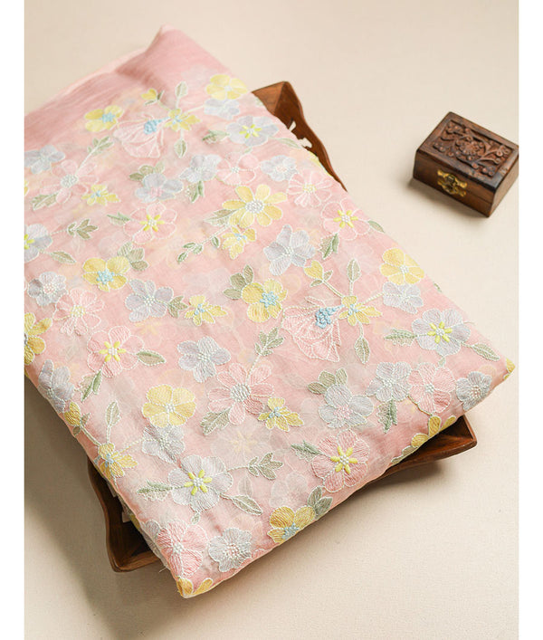 MALAI CHANDERI EMBROIDERED FABRIC