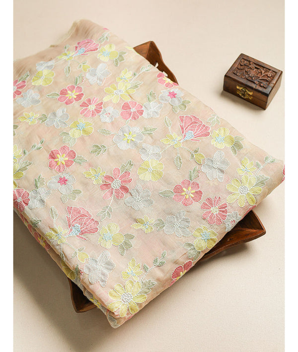 MALAI CHANDERI EMBROIDERED FABRIC