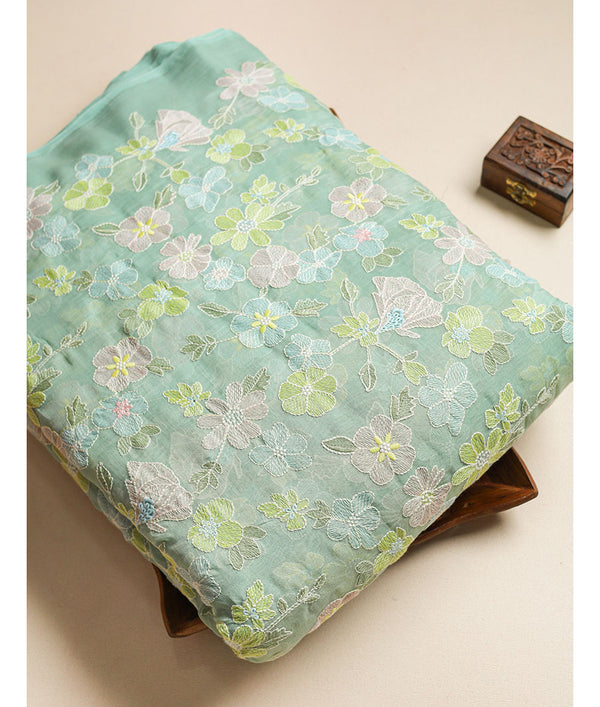 MALAI CHANDERI EMBROIDERED FABRIC