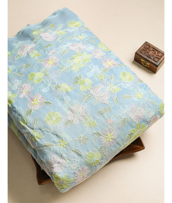 MALAI CHANDERI EMBROIDERED FABRIC