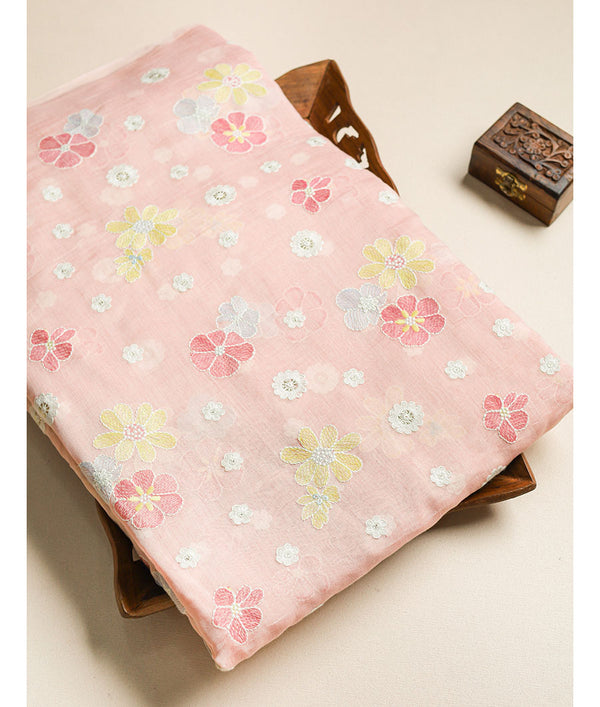 MALAI CHANDERI EMBROIDERED FABRIC