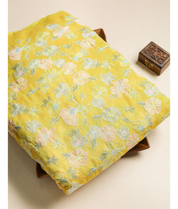 MALAI CHANDERI EMBROIDERED FABRIC
