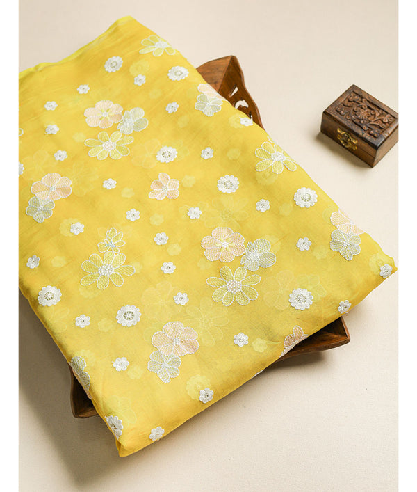MALAI CHANDERI EMBROIDERED FABRIC