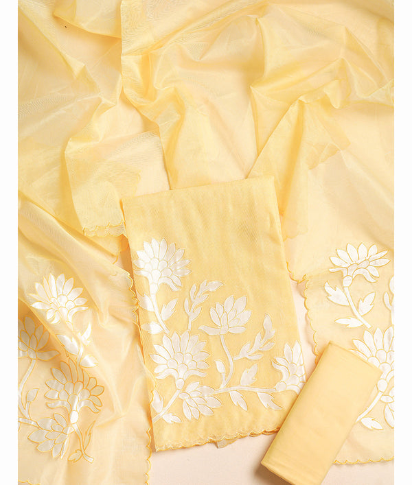 CHANDERI APPLIQUE WORK SUIT SET