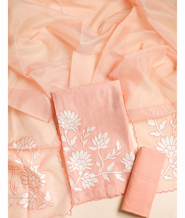 CHANDERI APPLIQUE WORK SUIT SET