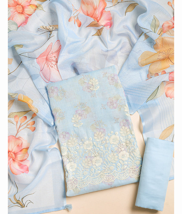 LINEN EMBROIDERED SUIT SET