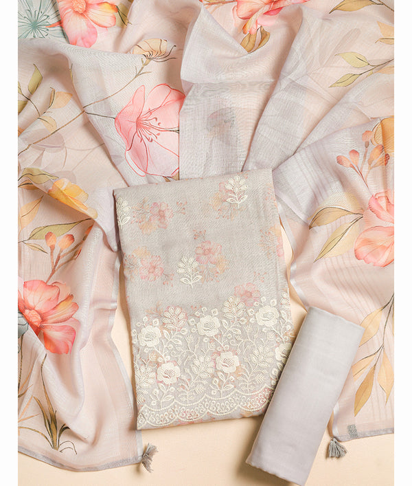 LINEN EMBROIDERED SUIT SET