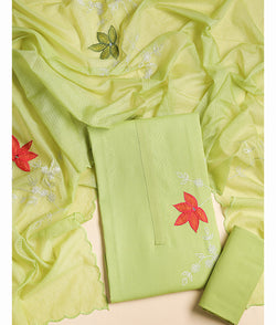 CHANDERI APPLIQUE WORK SUIT SET