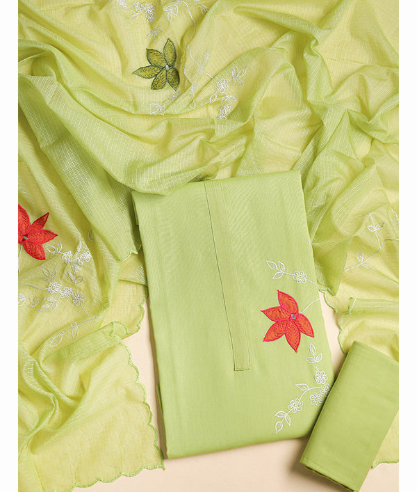 CHANDERI APPLIQUE WORK SUIT SET
