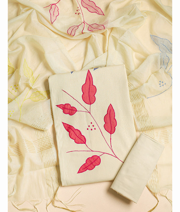CHANDERI APPLIQUE WORK SUIT SET