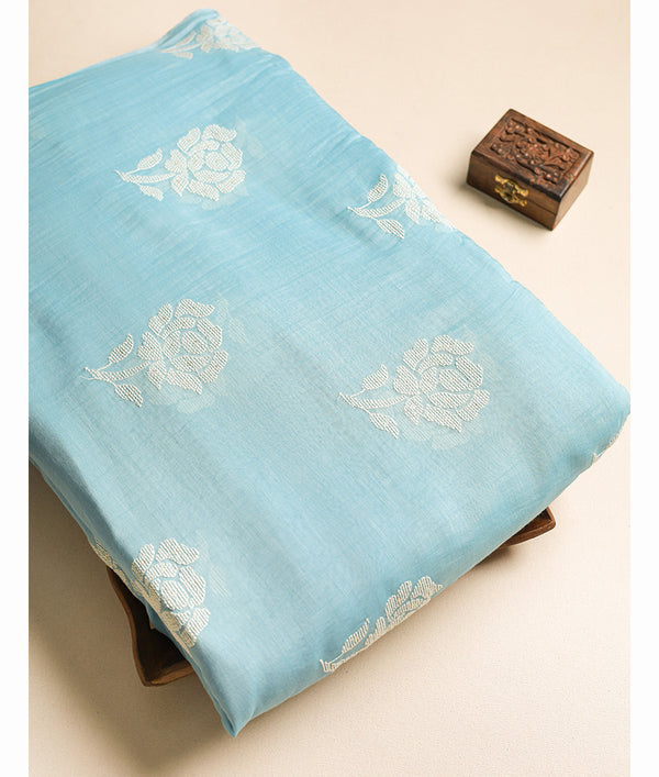 MALAI CHANDERI EMBROIDERED FABRIC