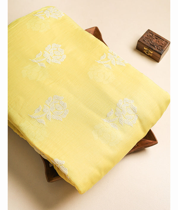 MALAI CHANDERI EMBROIDERED FABRIC