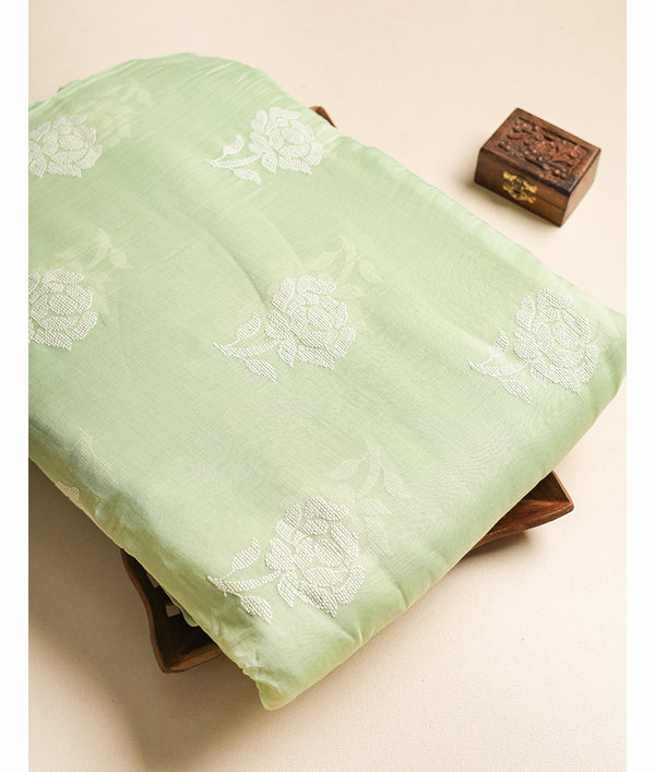 MALAI CHANDERI EMBROIDERED FABRIC