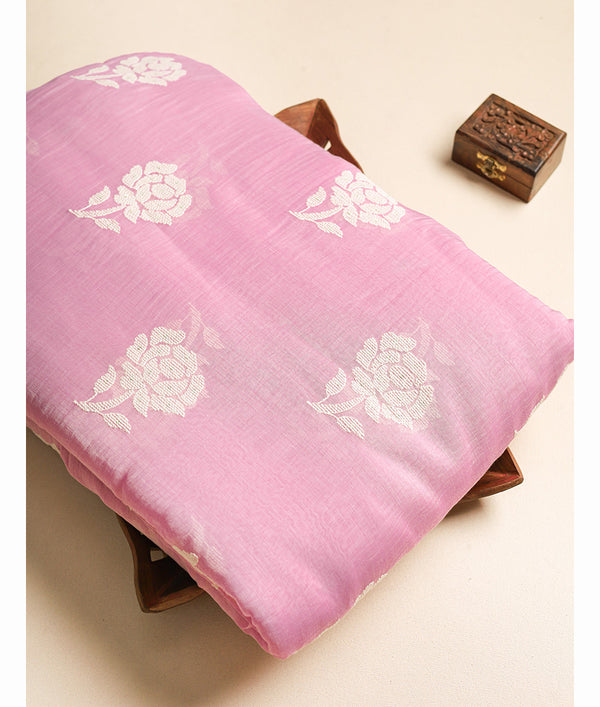 MALAI CHANDERI EMBROIDERED FABRIC