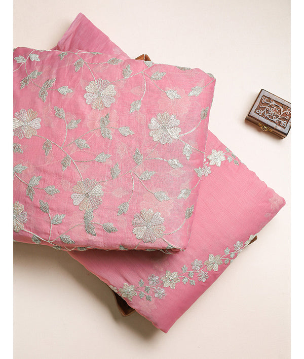PURE MALAI CHANDERI EMBROIDERED SET